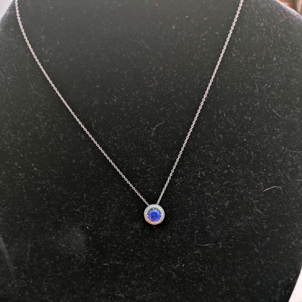 925 Necklace with 2-piece Sapphire Pendant